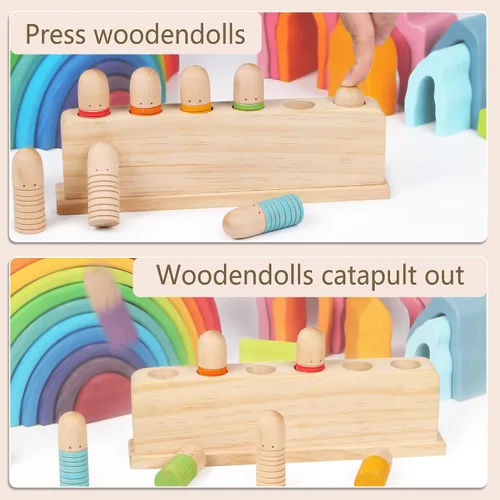Miniatura 4 de Marionetas emergentes de madera Juguetes de madera de causa y efecto para niños y niñas, juguetes Montessori a juego de colores, regalo especial
