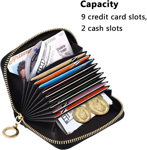 Miniatura 5 de MOYYO Funda de cuero con cremallera para tarjetas de crédito RFID para mujeres y niñas