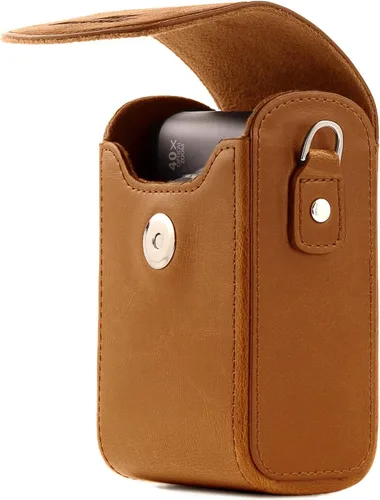 Miniatura 3 de MegaGear MG768 Funda de piel para cámara con correa, compatible con Canon PowerShot G7 X Mark III, G7 X Mark II, G7 X - Marrón claro