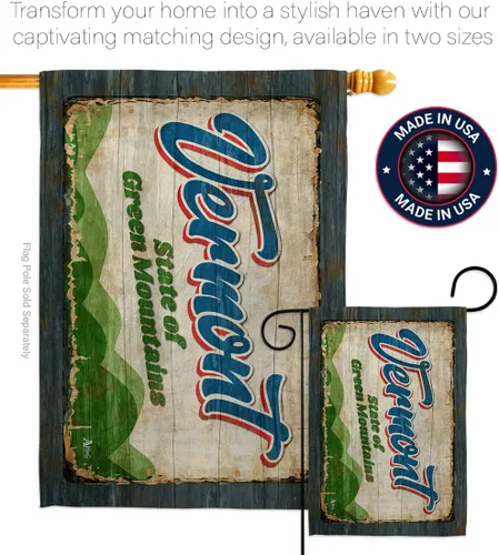 Miniatura 4 de Vermont - Juego de bandera vintage de jardín, colgador de pared de Estados Unidos, territorios de Estados Unidos, República de Estados Unidos, área