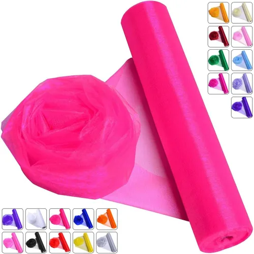 Miniatura 18 de Tela de Organza de Cristal Tul - 16" por 50 Yardas Tela Transparente para Decoración de Fiestas de Boda Despedida de Soltera Tutú Rollo de Malla