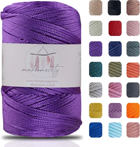 Miniatura 52 de Makromecity, 2 carretes de cordón de macramé de poliéster de 2 mm x 250 yardas (750 pies) de 2 mm de cordón de polipropileno para macramé, ideal