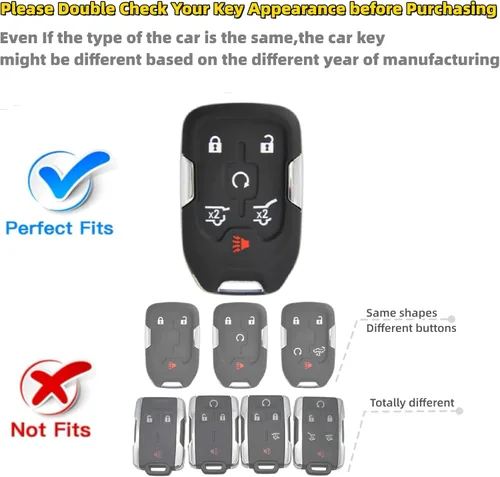 Miniatura 2 de Funda para llavero compatible con Chevy Chevrolet Suburban Tahoe GMC Terrain Yukon XL Smart 6 botones TPU suave cubierta completa protector remoto