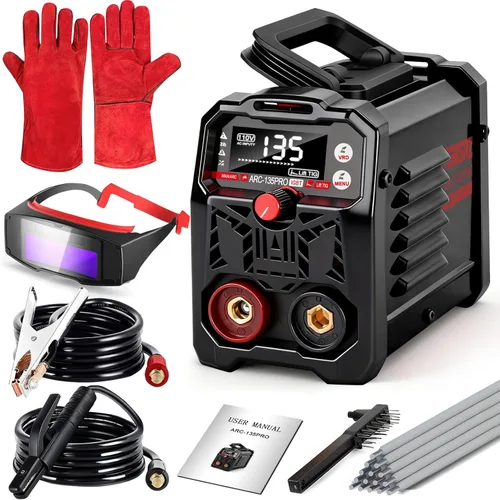 Miniatura 9 de Máquina de soldadura portátil de 110 V, 2 en 1 soldador de palo/máquina de soldadura Tig, 20-135A IGBT Mini soldador con arranque en caliente, Rojo