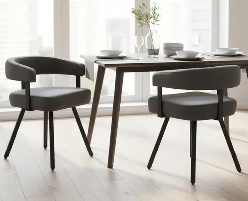 Miniatura 11 de Shunzhi Juego de 2 sillas de comedor modernas de cuero verde tapizadas, cómodas sillas de cocina, sillas auxiliares sin brazos con respaldo abierto