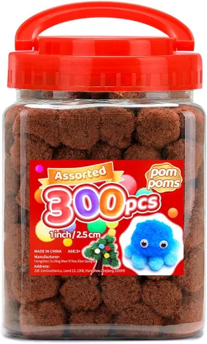 Miniatura 43 de Iooleem Pompones rosados – Tamaño surtido, 1200 piezas con ojos móviles, opciones de purpurina, perfectos para artes y manualidades