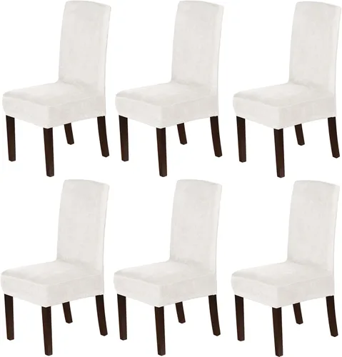 Miniatura 24 de Juego de 4 fundas de terciopelo para sillas de comedor, fundas para sillas de comedor con respaldo alto, protectores de silla de gamuza suaves