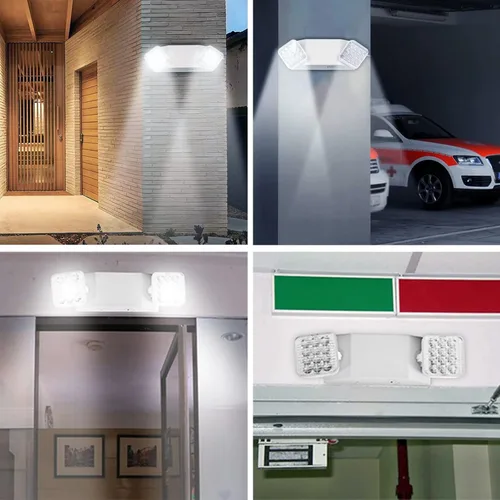 Miniatura 9 de Lámpara LED de emergencia – Luces comerciales y de salida con batería de respaldo (2 cabezales cuadrados) – Ajustable para el hogar y negocios – CA