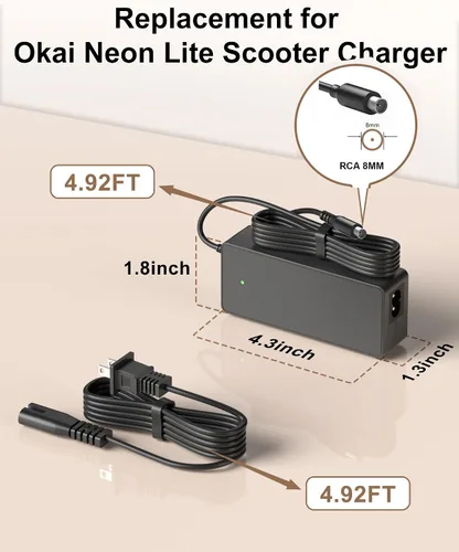 Miniatura 7 de Cargador eléctrico de 42 V para scooter Okai Neon Lite EA10 ES10 ES20 ES50B Scooter, AovoPro M365 Pro ES60 EW6 ES80, YADEA KS5 Pro KS1, Macwheel MX1