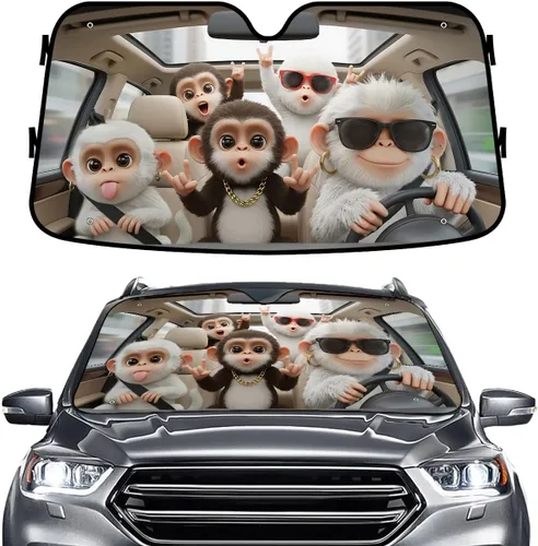 Miniatura 59 de GENANY - Cubierta de parabrisas de flamenco para automóvil, SUV, camión (55 x 30 pulgadas), protector térmico plegable, persianas para ventanas