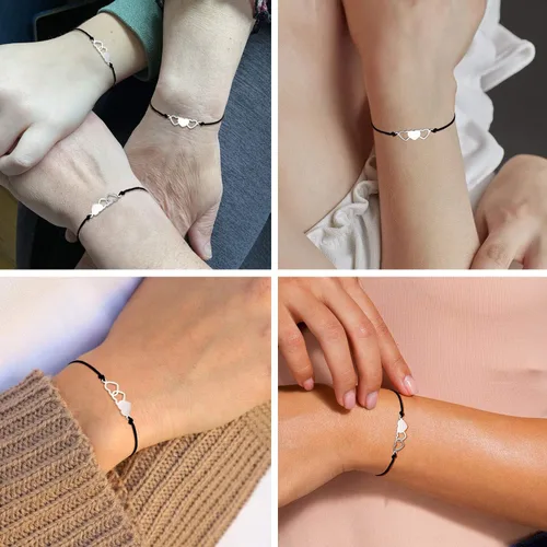 Miniatura 2 de Ungent them Pulseras de corazón a juego para amistad a distancia, 2, 3, 4, 5unidades, regalo de amistad para hermanas, mejores amigas, mujeres