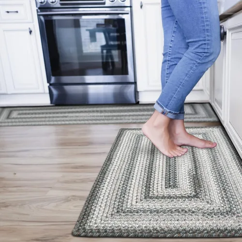 Miniatura 115 de Alfombra ovalada trenzada gris humo de 20 x 30 pulgadas, lavable para interiores y exteriores, decoración campestre para cocinas y entradas