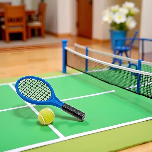 Juego de raquetas de tenis en miniatura azul y verde, accesorios a escala 1/12, juego de mini raqueta, tenis pequeño
