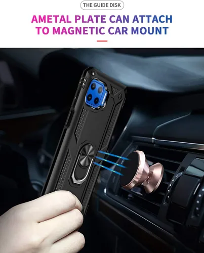 Miniatura 3 de Motorola One 5G Funda para teléfono celular, funda protectora híbrida de policarbonato duro suave TPU a prueba de golpes, soporte de anillo