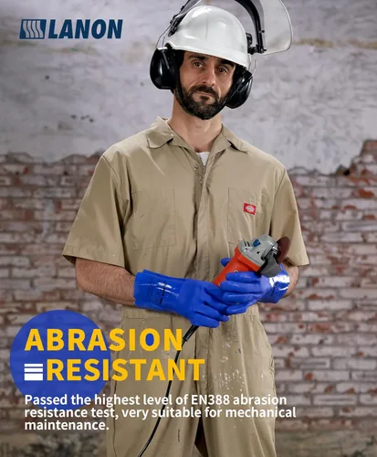 Miniatura 4 de LANON Guantes de PVC resistentes a productos químicos, guantes de goma de alta resistencia, protección de ácidos, álcali y aceite, antideslizantes
