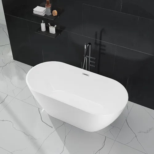 Miniatura 4 de Bañera independiente de 67 pulgadas, bañera independiente de acrílico, moderna bañera con desbordamiento y drenaje integrados, accesorio de baño