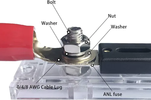 Miniatura 3 de Portafusibles en línea de 250 A, calibre 0/2/4/8 AWG ANL con fusibles ANL de 250 amperios para amplificador de audio de automóvil (paquete de 2)