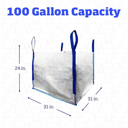 Miniatura 7 de DURASACK Bolsas de basura resistentes para constructores, 378 l, blancas, tejidas, de polipropileno, para demolición y construcción, con capacidad