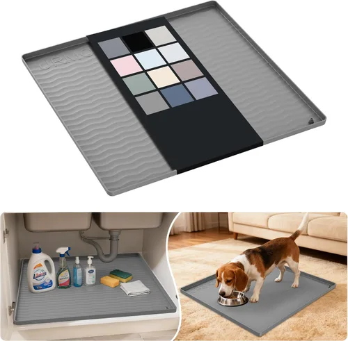 Miniatura 117 de URMONA Tapete de silicona impermeable para debajo del fregadero, 34 x 22 pulgadas, forro para estante de cocina y baño, protector de gabinetes