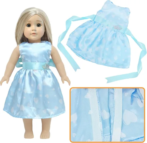 Miniatura 5 de 5 juegos de vestido de novia de muñeca de 18 pulgadas, ropa de moda y accesorios, 1 vestido de novia con velo, 4 vestidos de muñeca de satén, regalo