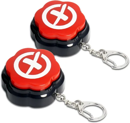 Miniatura 8 de Yes No Sound Buzzers, botones portátiles de llavero con sonido, juego de 2 zumbadores de respuesta, zumbadores para espectáculos de juegos Sí No