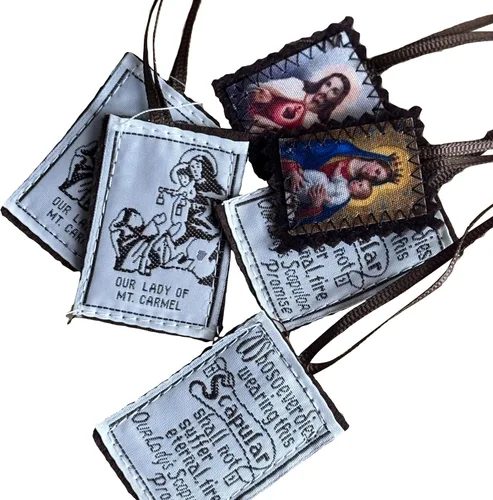 Miniatura 2 de Escapularios católicos, paquete de 3 collares católicos a granel de Escapulario de Nuestra Señora del Monte Carmelo, Escapularios Católicos