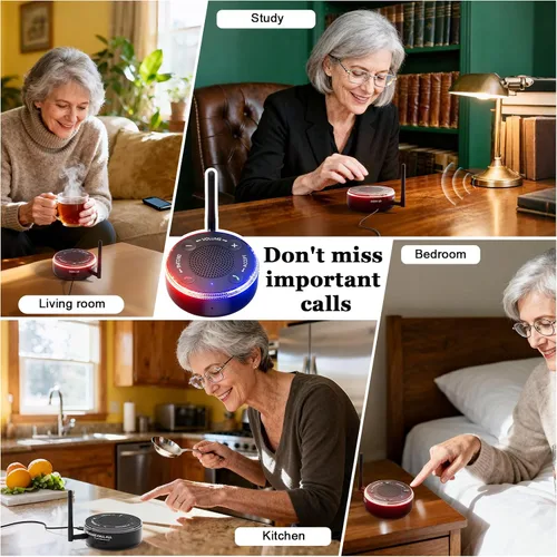 Miniatura 6 de PebblePulse Amplificador de timbre para teléfono celular, tono de llamada fuerte de 120 dB con alerta de flash LED, conexión automática Bluetooth