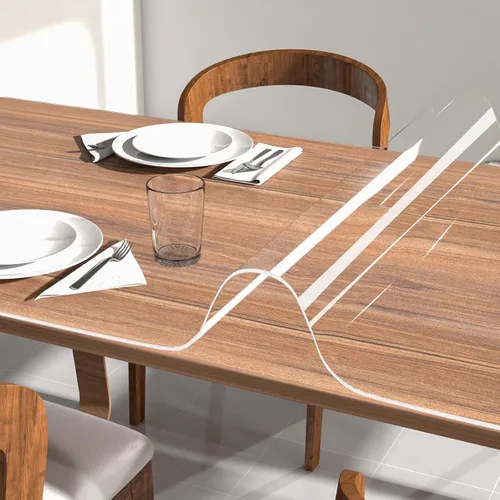 Miniatura 14 de NATRKE Vade de escritorio transparente grande, 27.6"x15.7" de plástico, protector de escritorio para computadora, tapete de PVC con bordes redondos