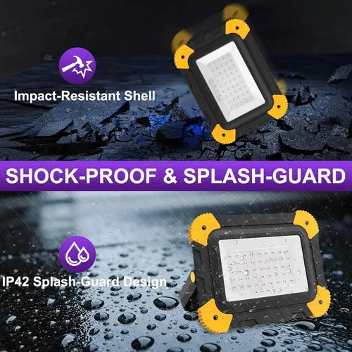 Miniatura 8 de AUMIO Paquete de 2 luces negras recargables, 5000 mAh, LED magnéticas, impermeables, inalámbricas, de 405 nm, luz de inundación ultravioleta