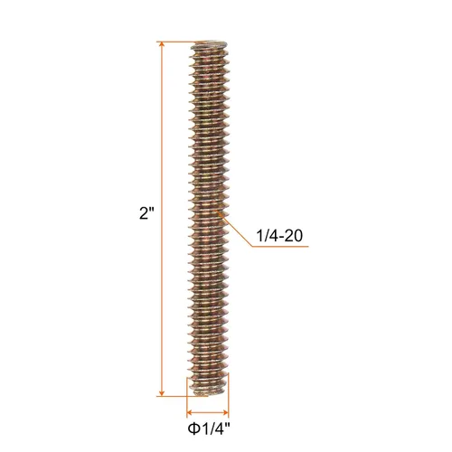 Miniatura 2 de uxcell 8 piezas de zinc de color totalmente roscado varilla 1/4"-20, 2" longitud, tornillo de rosca de acero al carbono para montaje de muebles
