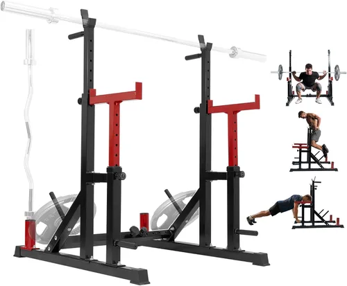 Miniatura 9 de Yes4All Soporte para sentadillas para gimnasio en casa, soporte ajustable para levantamiento de pesas, estación de barra de inmersión, soporte