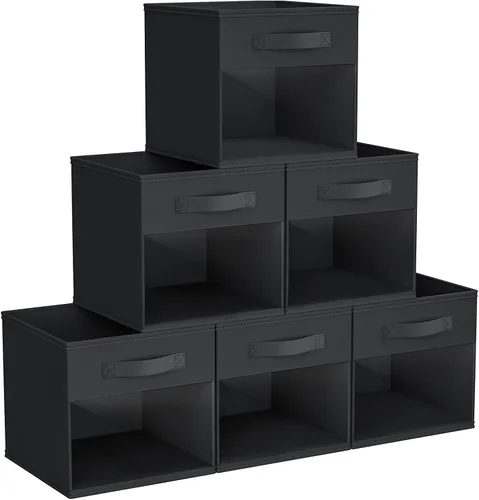 Miniatura 15 de DIMJ Cubo de almacenamiento, 6 paquetes de contenedores plegables con asas, contenedores de tela para organización, cubos organizadores