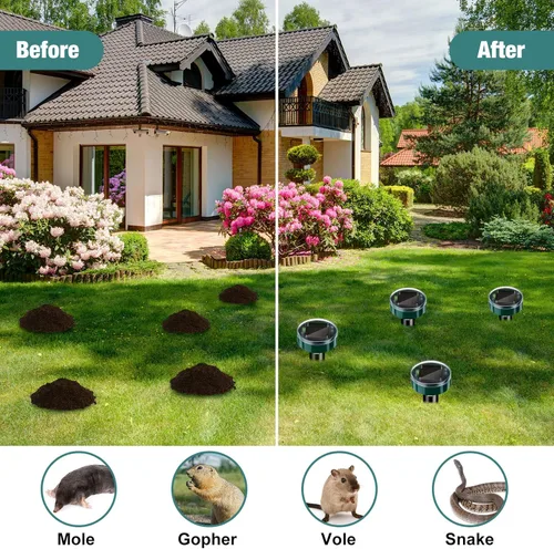 Miniatura 6 de Repelente solar de topos, 28 piezas, ultrasónico, para exteriores, para jardín, patio, césped, repelente solar impermeable para marmotas, ratones