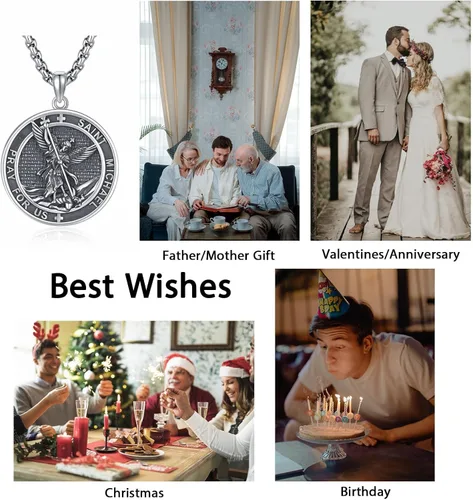 Miniatura 98 de Collar de plata de ley 925 con medalla de San Patrón, colgante de protección católica, amuleto, joyería religiosa para hombres y mujeres