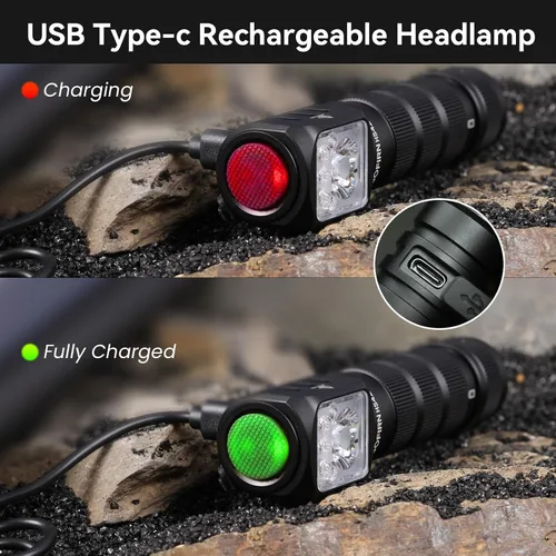 Miniatura 6 de sofirn Linterna frontal recargable HS42 con modo de luz roja, doble clip, 2100 lúmenes ultra brillante LED tipo C, puerto de carga IP66 impermeable