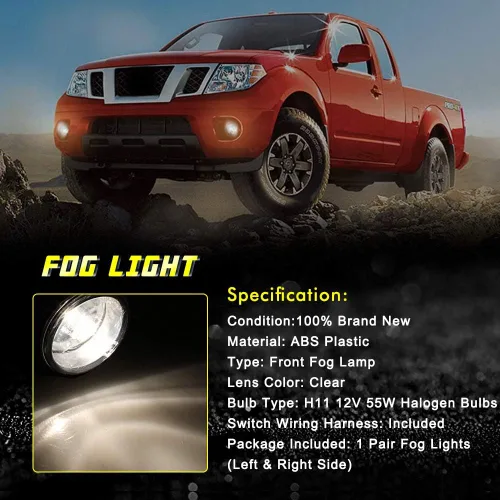 Miniatura 4 de Faros antiniebla para Nissan Xterra 2005-2015 con bombillas halógenas H11 12V 55 W, reemplazo de lámparas antiniebla con cableado e interruptor