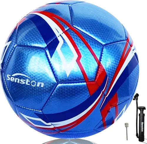 Miniatura 13 de Senston Balón de fútbol talla 3 y talla 4 y talla 5 para niños y adultos, balón de fútbol oficial para partidos y entrenamiento con bomba Negro