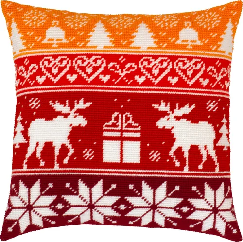 Miniatura 5 de Brvsk Kit de bordado de invierno para adultos y principiantes: patrón de ciervo de Navidad de 16 x 16 pulgadas con diseño impreso claro y preciso