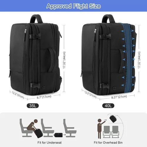 Miniatura 2 de Mochila de viaje Sinaliy para mujeres y hombres, Negro, Grande, Mochilas de viaje