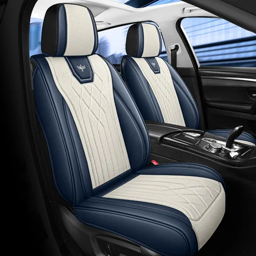 Miniatura 11 de LINGVIDO Funda de asiento de piel sintética (ajuste universal, línea roja negra), funda impermeable para asiento delantero de automóvil, SUV