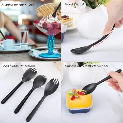Miniatura 3 de EUSOAR Tenedores y cucharas desechables a granel, 50 piezas de plástico de 5.5 x 1.2 pulgadas, cucharas de tenedor de servicio de cubiertos