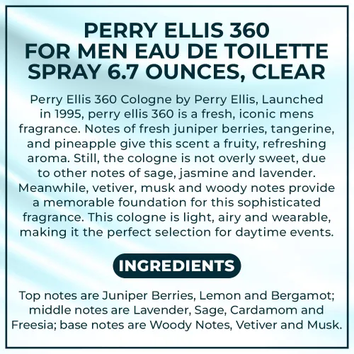 Miniatura 7 de Perry Ellis 360 For Men Eau De Toilette Spray 6.7 onzas, transparente