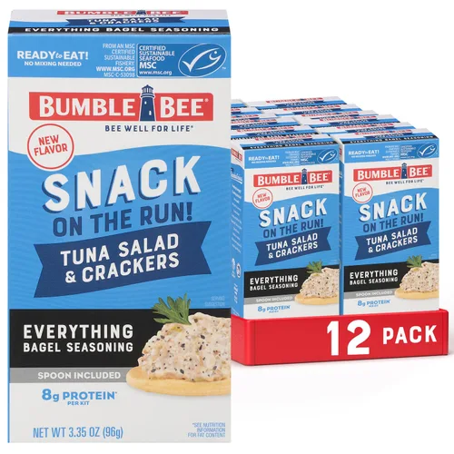 Miniatura 24 de Bumble Bee Snack On The Run - Kit de ensalada de atún original con galletas saladas, paquete de bocadillos de proteína listo para comer, 8g