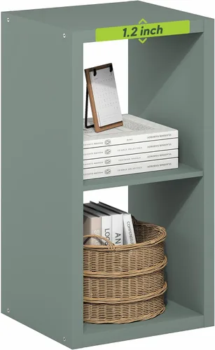 Miniatura 28 de Furinno Organizador de Almacenamiento en Cubos Decorativos con Respaldo Abierto, 4 Cubos, Gris Claro