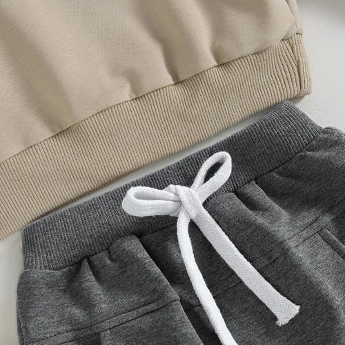 Miniatura 96 de Conjunto de 2 piezas de sudadera de manga larga con cuello redondo y pantalones casuales para bebés y niños pequeños