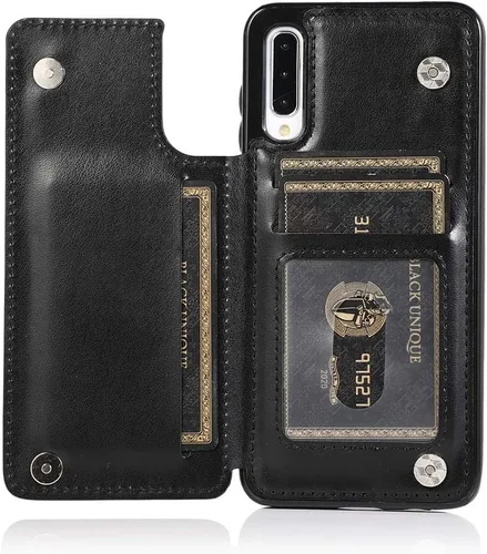 Miniatura 4 de Funda de teléfono para Samsung Galaxy A50 con protector de pantalla de vidrio templado y tarjetero con soporte para tarjetero, accesorios de cuero