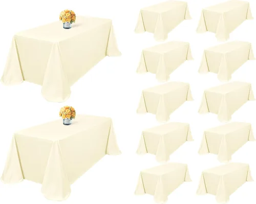 Miniatura 53 de Showgeous Paquete de 4 manteles rectangulares de poliéster de 60 x 102 pulgadas, resistentes a las arrugas, lavables, para bodas, mesas de comedor