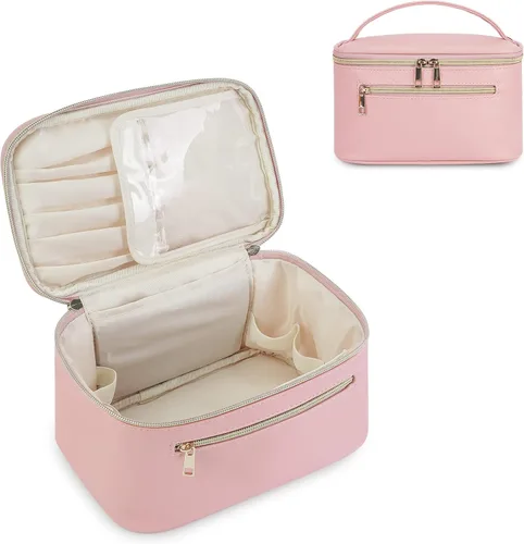 Miniatura 17 de Wandering Nature Bolsa de Maquillaje, Organizador de Maquillaje de Viaje, Estuche de Brochas Cosméticas para Mujeres en Cuero Vegano Ecológico, M