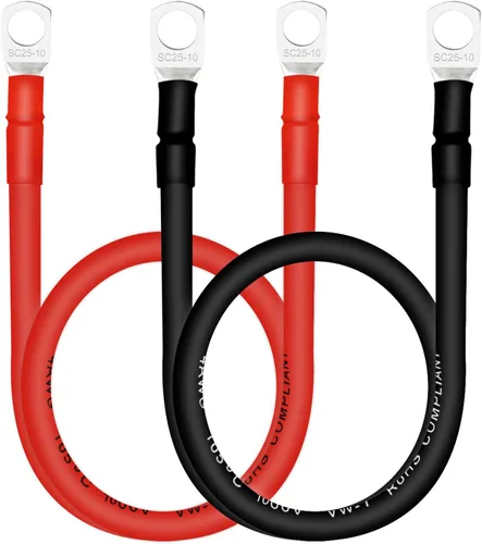 Miniatura 47 de Cable de batería, cables de batería 2 AWG con terminales, 2 cables de batería de cobre (1 pie).
