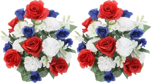 Miniatura 9 de Admired by Nature Arreglo de flores artificiales de primavera de 12 tallos para decoración del hogar, bodas y cementerios para tumbas, flores de 6.